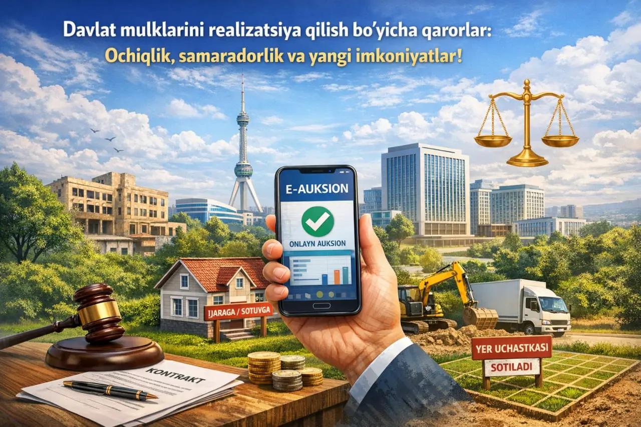 Davlat mulklarini realizatsiya qilish bo‘yicha qarorlar: ochiqlik, samaradorlik va yangi imkoniyatlar!